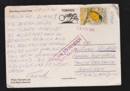 Trinidad 1994 Picture Postcard To THAILAND Returned Bird Stamp - Trinidad & Tobago (1962-...)