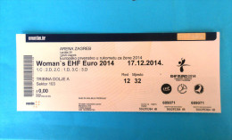 HANDBALL - WOMAN'S EHF EURO 2014.... Ticket Billet Hand-ball - Tickets & Toegangskaarten