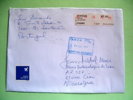 Portugal 2014 Cover To Nicaragua - Machine Franking Label - Lettres & Documents