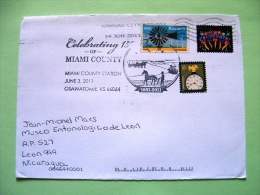 USA 2011 Cover To Nicaragua - New Year - Clock - Wind Mill - Miami Picture Cancel - Charriot - Cartas & Documentos