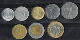 18- Italia 8 Monete £.5 - £.10 - £.20 - £.50 - £.100 - £.200 - £.500 - £. 1.000 -Annate Diverse  Tutte Circolate - 1 000 Lire