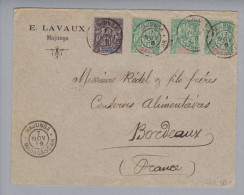 Madagaskar 1896-11-04 Brief Nach Bordeaux Mit Mi#32 + 31 3x - Brieven En Documenten