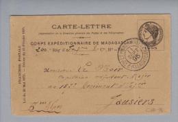 Madagascar 1895-09-11 Armee-Ganzsache Nach Jausiers - Covers & Documents