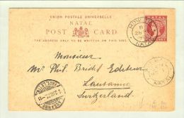 Afrika Natal 1902-02-28 Ganzsache Mit Foto > Lausanne - Natal (1857-1909)