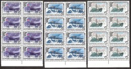 Polar Philately, Ships 1984 USSR MNH 3 Stamps In Blocks Of 8 Mi 5376-78  50th Anniv. Of Chelyuskin's Voyage. - Expéditions Arctiques
