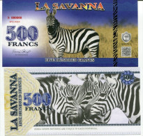 LA SAVANNA - ZEBRES / 500 FRANCS - SPECIMEN - Fiktive & Specimen