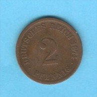 GERMANY   2 PFENNIG  1874 C  (KM # 2) - 2 Pfennig