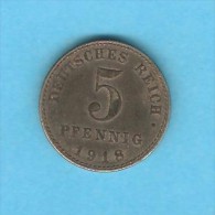 GERMANY   5 PFENNIG  1918 A (KM # 19) - 5 Rentenpfennig & 5 Reichspfennig