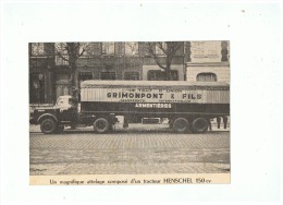 TRACTEUR HENSCHEL 150 Cv  TRANSPORT GRIMONPRET & FILS à ARMENTIERES ( NORD) - Camion