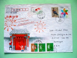 China 2013 FDC Stationery To Nicaragua - Door Star Bird Globe Tree Rock Fish - Lettres & Documents