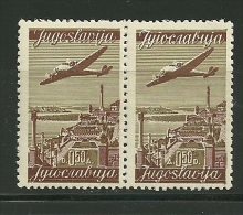 Yugoslavia Year 1947 Airmail Se-tenant Pair With Roman/Cyrillic Inscription Scott Cat.C17 - C23 MNH - Poste Aérienne