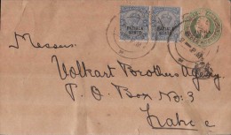 Br India King Edward, Long Size Postal Stationary Envelope, Princely State Patiala Overprint, Used, Inde Indien - 1902-11 King Edward VII