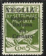 VEGLIA 1920 REGGENZA ITALIANA DEL CARNARO CENT. 5 C USATO USED OBLITERE´ - Arbe & Veglia