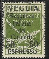 VEGLIA 1920 REGGENZ ITALIANA DEL CARNARO CENT. 5 C USATO USED OBLITERE´ - Arbe & Veglia