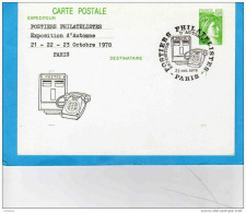 Carte Entier Postal--liberté1fr-repiq  Postiers Expo D'automne -illustration Téléphone Oblit  Flamme  Concordante  978 - Overprinter Postcards (before 1995)