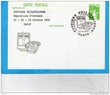 Carte Entier Postal--liberté1fr-repiq  Postiers Expo D'automne -illustration Téléphone Oblit  Flamme  Concordante  978 - AK Mit Aufdruck (vor 1995)