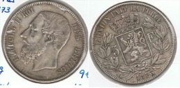 BELGICA 5 FRANCS 1873 PLATA SILVER G2 - 5 Francs