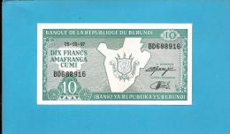 BURUNDI - 10 FRANCS - 05/02/1997 - Pick 33.d - UNC. - Série BD - Map And Arms - 2 Scans - Burundi