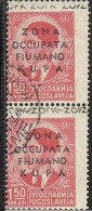 OCCUPAZIONI ITALIANE ITALY ITALIA ZONA FIUMANO KUPA 1941 OVERPRINTED SOPRASTAMPATO 1,50 D COPPIA USATA PAIR USED - Fiume & Kupa