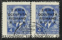 OCCUPAZIONI ITALIANE ITALY ITALIA ZONA FIUMANO KUPA 1941 OVERPRINTED SOPRASTAMPATO 4 D COPPIA USATA PAIR USED OBLITERE´ - Fiume & Kupa