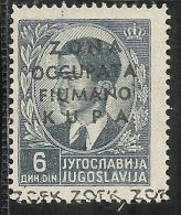 OCCUPAZIONE ITALIANA: ZONA FIUMANO KUPA 1941 SOPRASTAMPATO OVERPRINTED 6 D USATO USED OBLITERE´ - Fiume & Kupa