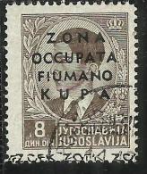 OCCUPAZIONI ITALIANE ITALY ITALIA ZONA FIUMANO KUPA 1941 OVERPRINTED SOPRASTAMPATO 8 D USATO USED OBLITERE´ - Fiume & Kupa