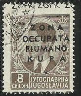 OCCUPAZIONI ITALIANE ITALY ITALIA ZONA FIUMANO KUPA 1941 OVERPRINTED SOPRASTAMPATO 8 D USATO USED OBLITERE´ - Fiume & Kupa