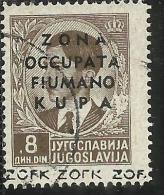 OCCUPAZIONI ITALIANE ITALY ITALIA ZONA FIUMANO KUPA 1941 OVERPRINTED SOPRASTAMPATO 8 D USATO USED OBLITERE´ - Fiume & Kupa