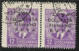 COLONIE ITALIANE: ZONA FIUMANO KUPA 1941 SOPRASTAMPATO OVERPRINTED 12 D COPPIA USATA PAIR USED OBLITERE´ - Fiume & Kupa