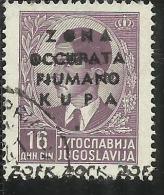 OCCUPAZIONI ITALIANE ITALY ITALIA ZONA FIUMANO KUPA 1941 OVERPRINTED SOPRASTAMPATO 16 D USATO USED OBLITERE´ - Fiume & Kupa