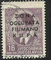 OCCUPAZIONI ITALIANE ITALY ITALIA ZONA FIUMANO KUPA 1941 OVERPRINTED SOPRASTAMPATO 16 D USATO USED OBLITERE´ - Fiume & Kupa