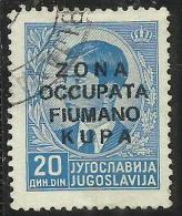 OCCUPAZIONE ITALIANA: ZONA FIUMANO KUPA 1941 SOPRASTAMPATO OVERPRINTED 20 D USATO USED OBLITERE´ - Fiume & Kupa