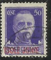 ISOLE JONIE 1941 SOPRASTAMPATO D´ITALIA ITALY OVERPRINTED CENT. 50 C USATO USED OBLITERE´ - Ionische Eilanden