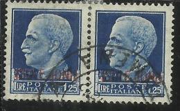 ISOLE JONIE 1941 SOPRASTAMPATO D´ITALIA ITALY OVERPRINTED LIRE 1,25 L. COPPIA USATA PAIR USED OBLITERE´ - Isole Ionie