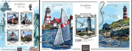 Niger 2015, Lighthouses In USA And Canada, Birds, 4val In BF+BF IMPERFORATED - Albatros