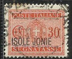 OCCUPAZIONI ITALIANE ISOLE JONIE 1941 SEGNATASSE POSTAGE DUE TASSE TAXES SOPRASTAMPATO ITALIA ITALY CENT. 30 USATO USED - Islas Jónicas