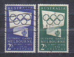 Australia Mi 250 + 259 To Summer Olympics Flag , Rings 1954-55  FU - Summer 1956: Melbourne