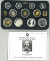 SERIE PROOF FONDO SPECCHIO 1993 - Confezione Zecca  Italia - Tiratura 8500 - COMPLETA DI ASTUCCIO ORIGINALE II° SCELTA - Mint Sets & Proof Sets