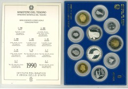 SERIE PROOF FONDO SPECCHIO 1990 - Confezione Zecca  Italia - Tiratura 9.400 - COMPLETA DI ASTUCCIO ORIGINALE - Mint Sets & Proof Sets