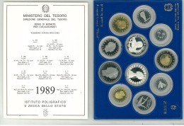 SERIE PROOF FONDO SPECCHIO 1989 - Confezione Zecca  Italia - Tiratura 9.260 - COMPLETA DI ASTUCCIO ORIGINALE - Set Fior Di Conio