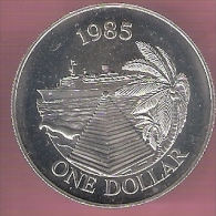 BERMUDA 1 DOLLAR 1985 ZILVER UNC BERMUDA BUTTERY CRUISESHIP - Bermudes