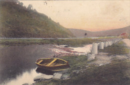 Rivage - Les Bords De L'Ourthe (colorisée, SBP, Hannut 1907, Barque, Bornes Garde-corps) - Comblain-au-Pont