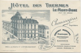 63  - LE MONT DORE   -   Hotel Des THERMES   -   CHAUSSEGROS  Propriétaire - Sport & Turismo