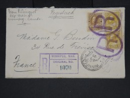 CANADA-Enveloppe En Recommandée De Winnipeg Pour La France En 1926   à Voir P7259 - Briefe U. Dokumente