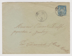 ENVELOPPE ENTIER POSTAL SAGE 15 C BLEU 147x112 Mm VAUBECOURT CACHET D´ARRIVÉE THIAUCOURT DÉCEMBRE 1894 - 2 Scans - - Standard Covers & Stamped On Demand (before 1995)