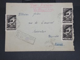 POLOGNE-Enveloppe En Recommandée Obl. "Rajczak Zymca "pour La France En 1948 à Voir P7291 - Storia Postale