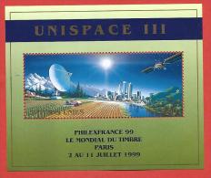 ONU - NAZIONI UNITE GINEVRA MNH FOGLIETTO - 1999 - UNISPACE III PHILEXFRANCE - 2,00 Fr. - Michel NT-GE BL11I - Hojas Y Bloques