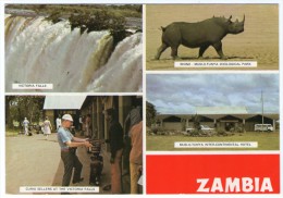 ZAMBIA - VIEWS / VICTORIA FALLS / RHINO / THEMATIC STAMP-ELEPHANT - Sambia