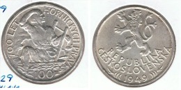 CHECOSLOVAQUIA 100 CORONA 1949 PLATA SILVER G1 - Tsjechoslowakije