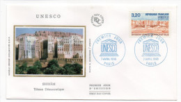 1990--enveloppe FDC "Soie" --UNESCO--Yémen Démocratique--SHIBAM  Cachet  UNESCO--PARIS--75 - 1990-1999